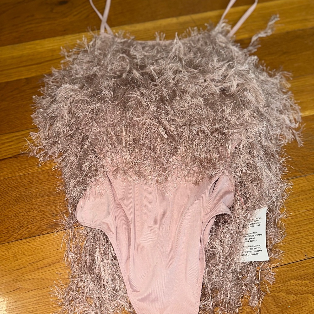 Pink glittery fringe bodysuit
